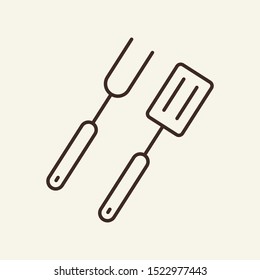 Cooking utensils line icon. Fork, paddle, kitchenware. Restaurant business concept. Vector illustration can be used for topics like business, catering trade, cuisine