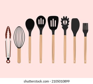 Cooking utensils for making cakes, vector illustration. 
cooking spoon, dough beater, etc