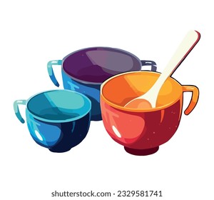 Utensilios de cocina en un icono de diseño de esmalte multicolor aislado