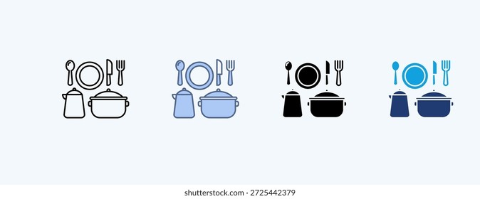 Utensilios de cocina Icono múltiple Ilustración Vector