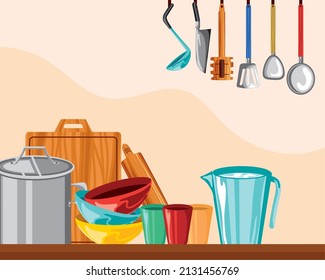 cooking utensils on table design