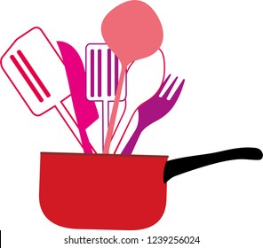 cooking utensils for preparing meals and cooking dishes