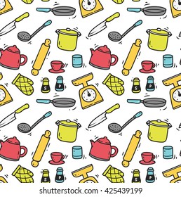 cooking utensils seamless background