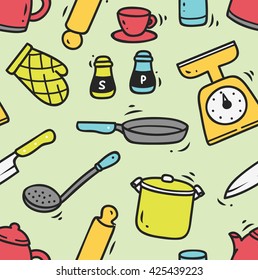 cooking utensils seamless background