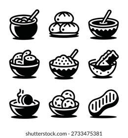 Cooking utensils set flat design vector illustration black white
