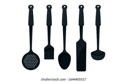 Conjunto de vectores de utensilios de cocina y herramientas para la preparación de alimentos