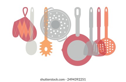 Cooking utensils vector background. Kitchen tools illustration.