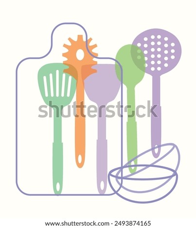 Cooking utensils vector background. Kitchen tools illustration.