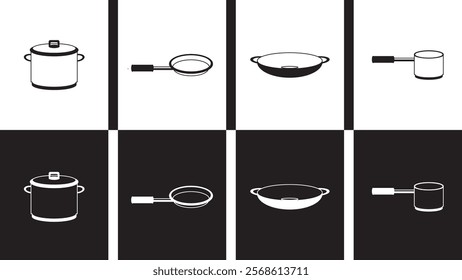 Cooking utensils vector design. Fast food Kitchen equipment icon set.