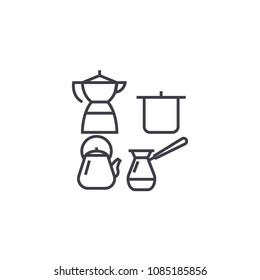 cooking utensils vector line icon, sign, illustration on background, editable strokes