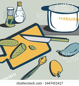 Cooking. Vector background. Sketch  illustration.