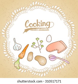 Cooking, vector elements. Vegetable set