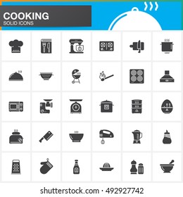 Cooking vector icons set, modern solid symbol collection, pictogram pack isolated on white, logo illustration