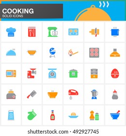Cooking vector icons set, modern solid symbol collection, pictogram pack isolated on white, colorful logo illustration