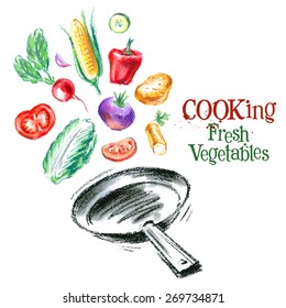 cooking vector logo design template. fresh vegetables, food or diner, eatery icon.