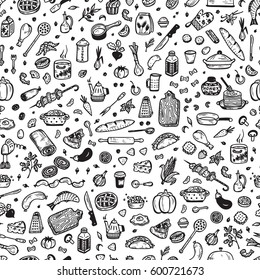 Cooking Vector Seamless Pattern Hand Drawn Stock Vector (Royalty Free ...