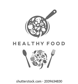 cooking vegetables Flat design healthy food logo