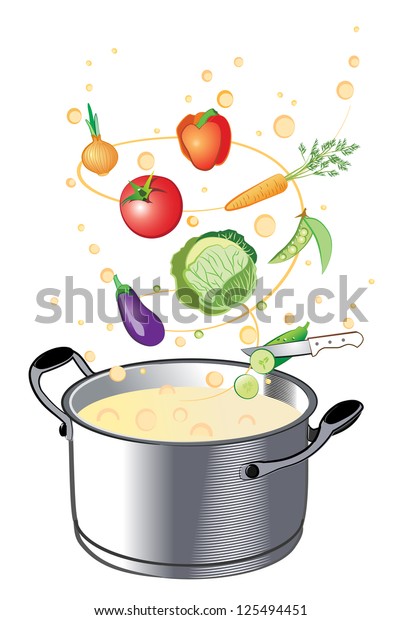 Cooking Vegetables Pan Stock Vector (Royalty Free) 125494451