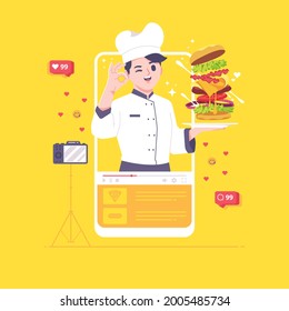 cooking video concept vector illustration