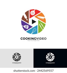 Cooking video logo vector design. Suitable for business, restaurant, cooking class and online