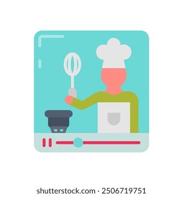 Cooking Vlog Flat Icons, Vector illustration