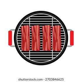 Cozinhar wagyu fatias carne em churrasco coreano ícone de grelha ícone vetor ilustração isolado no fundo transparente