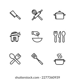 iconos de utensilios de cocina aislados en blanco