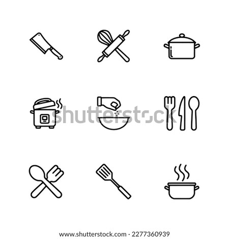 cooking ware icons set isolated on white