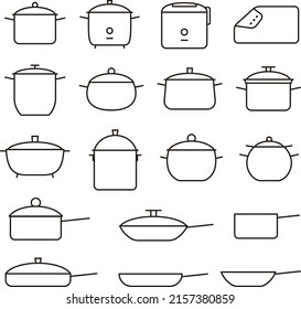 Juego de iconos de software de cocina, ilustración vectorial