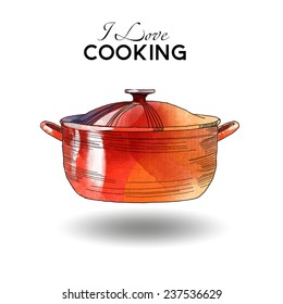 Cooking. Watercolor vector kitchen background