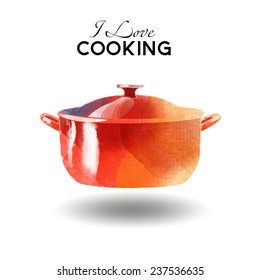 Cooking. Watercolor Vector Kitchen Background