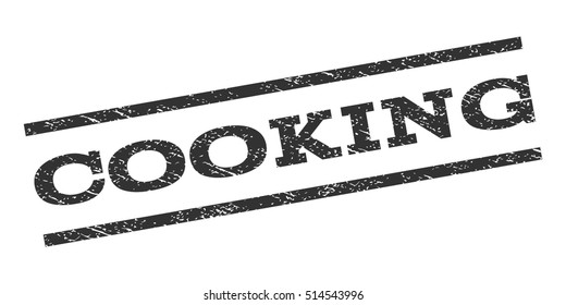 Cooking watermark stamp. Text tag between parallel lines with grunge design style. Rubber seal stamp with dirty texture. Vector gray color ink imprint on a white background.