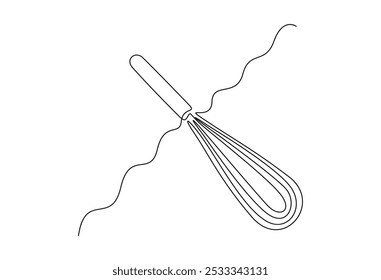 Cooking whisk continuous one line drawing. Single line art cooking whisk. kitchen concept. Vector illustration