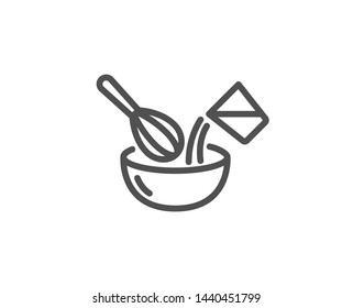 Cooking Whisk Line Icon. Cutlery Sign. Food Mix Symbol. Quality Design Element. Linear Style Cooking Whisk Icon. Editable Stroke. Vector