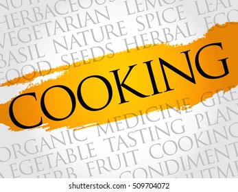 COOKING word cloud collage, food concept background