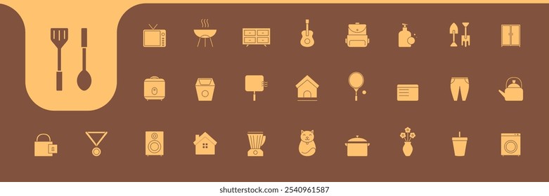 cooking in the yard relax flat icons design vector