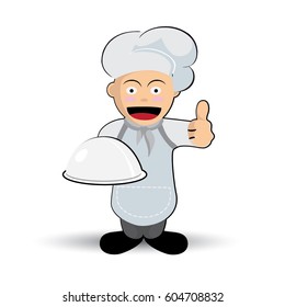 Cooking Young Chef Cartoon Drawing.