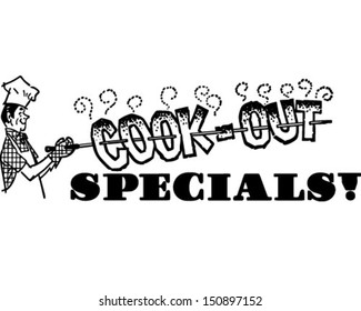 Cook-Out Specials - Retro Clip Art Illustration