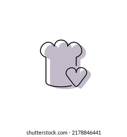 The cook's cap icon is simple. Kitchen icons. A heart. I love cooking