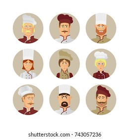 Cooks. Emotions of cooks. Flat design.