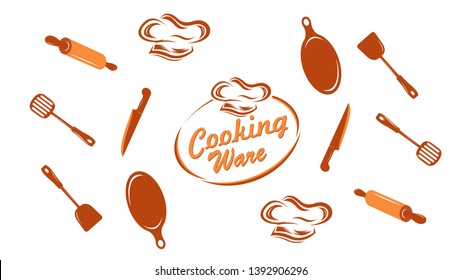 Cook's tools and items set, vector illustration with items for cooking 