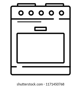 The Cooktop (Gas, Electric, Induction).  Vector flat outline icon illustration isolated on white background.