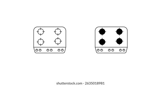 cooktop set icon with white background vector stock illustration