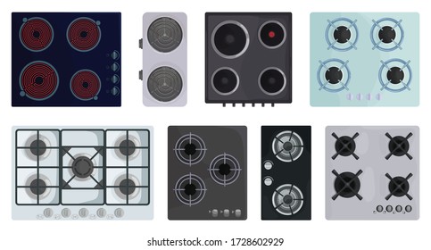 Cooktop surface vector cartoon set icon. Vector illustration electric stove on white background. Isolated cartoon set icon electric stove.