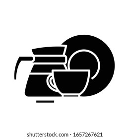 Cookware black icon, concept illustration, vector flat symbol, glyph sign.