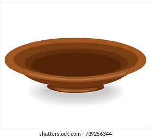 Cookware. A bowl is needed in the kitchen in the kitchen. In her pour food during lunch. breakfast, dinner. Clay bowl for a healthy diet. Vector illustration.