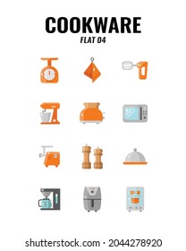 Cookware icon set on white background. Flat icons set4. Vector illustration.
