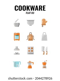 Cookware icon set on white background. Flat icons set3. Vector illustration.
