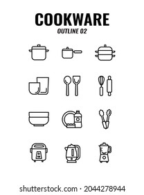 Cookware icon set on white background. outline icons set2. Vector illustration.
