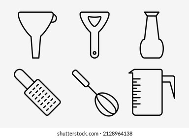 cookware icon. a set of thin cookware icons